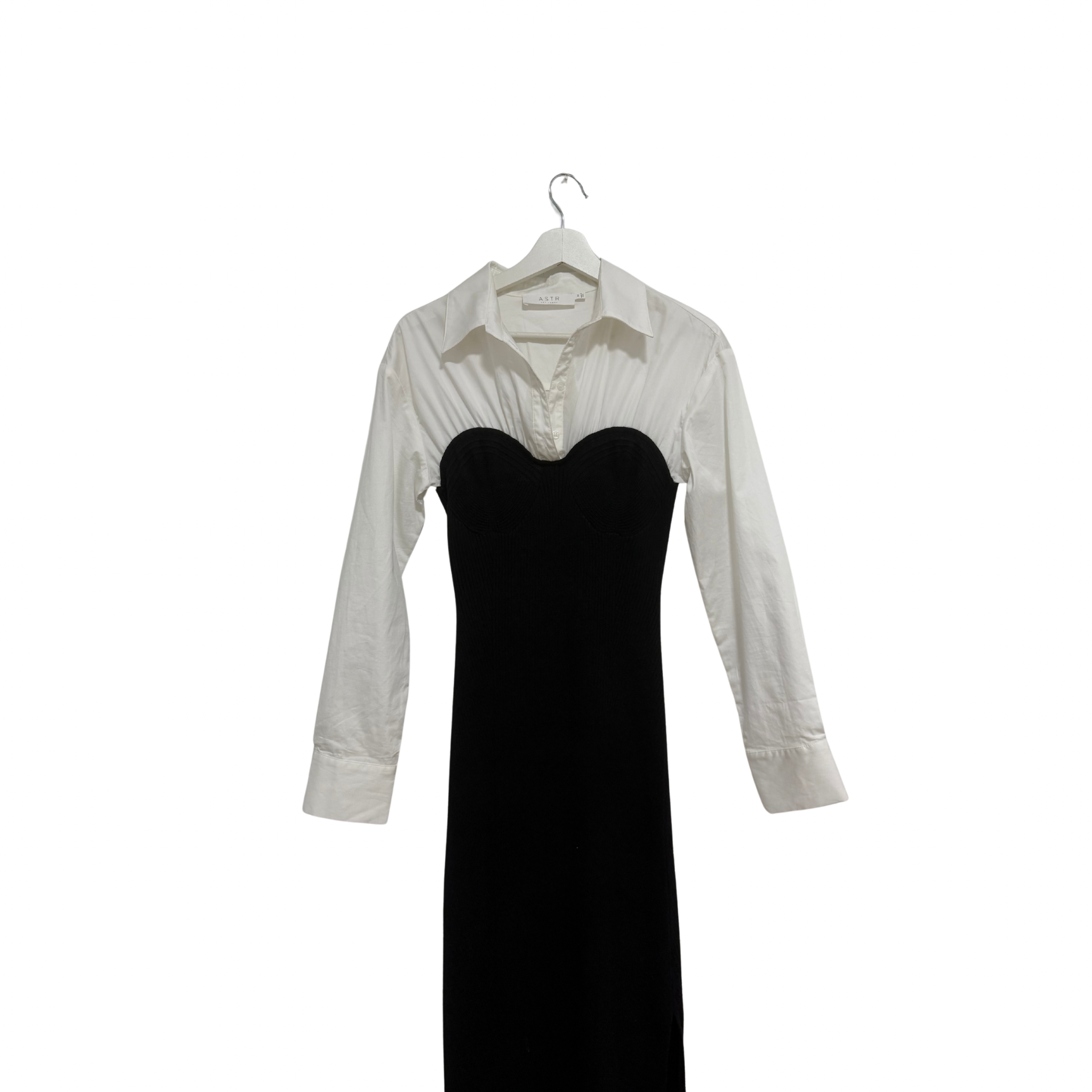 ASTR THE LABEL Allyn Knit Bodice Dress Black & White Size M