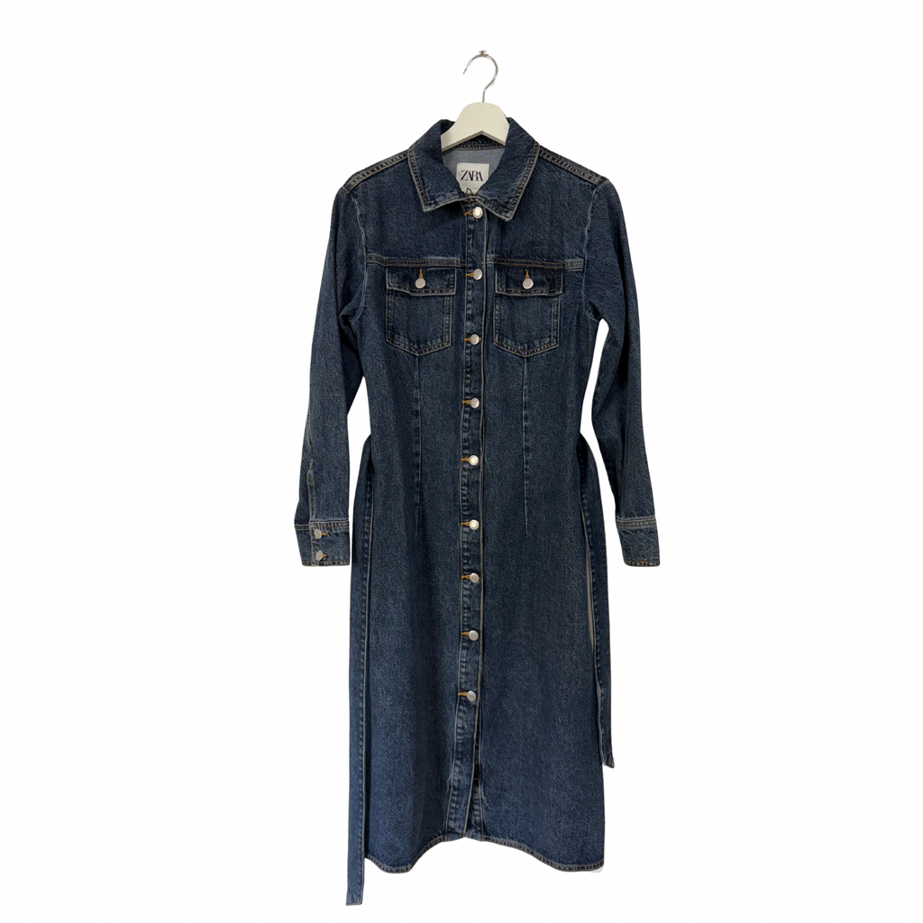 Zara Belted Denim Dress Size L