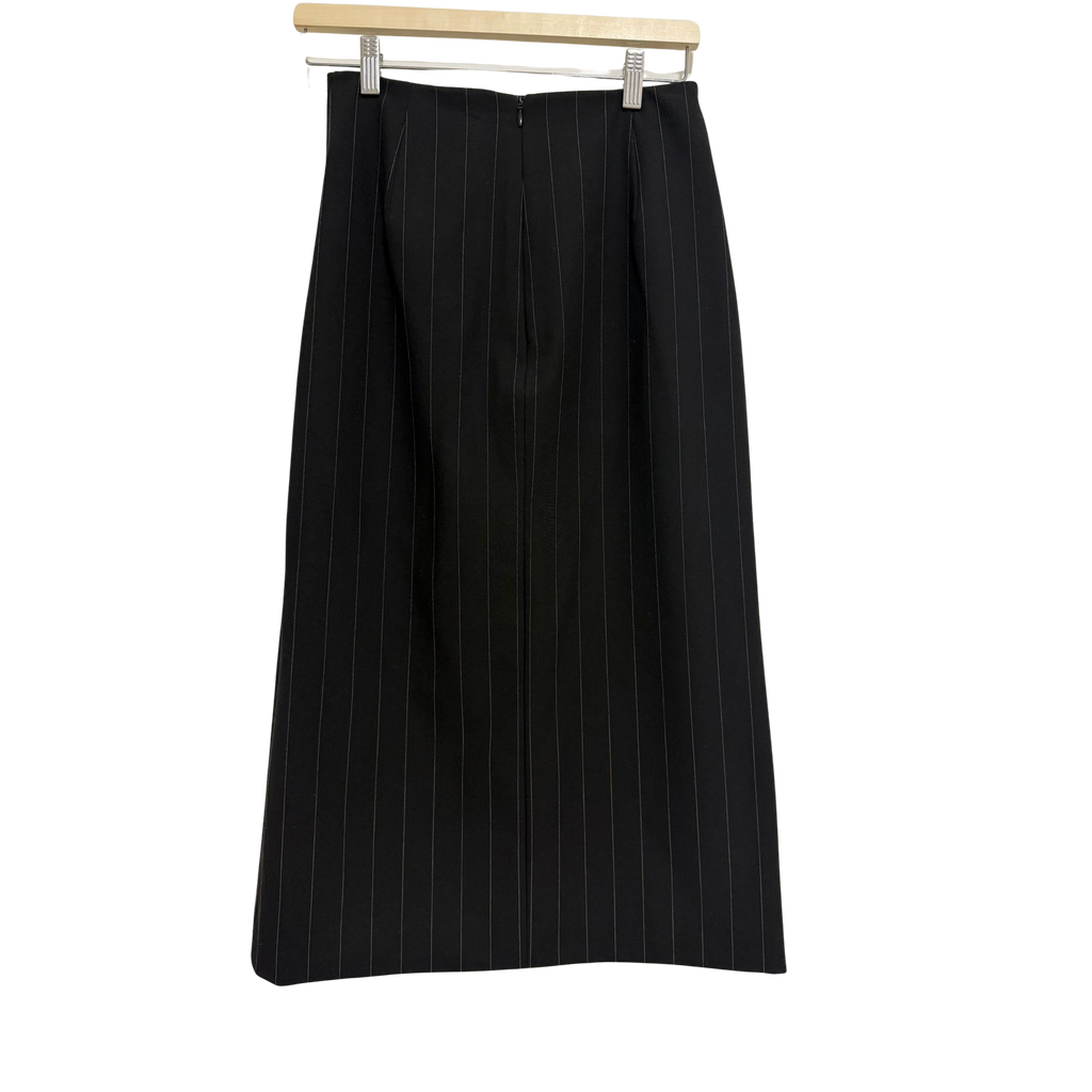 CUE Contrast Pinstripe Midi Skirt Black Size 8