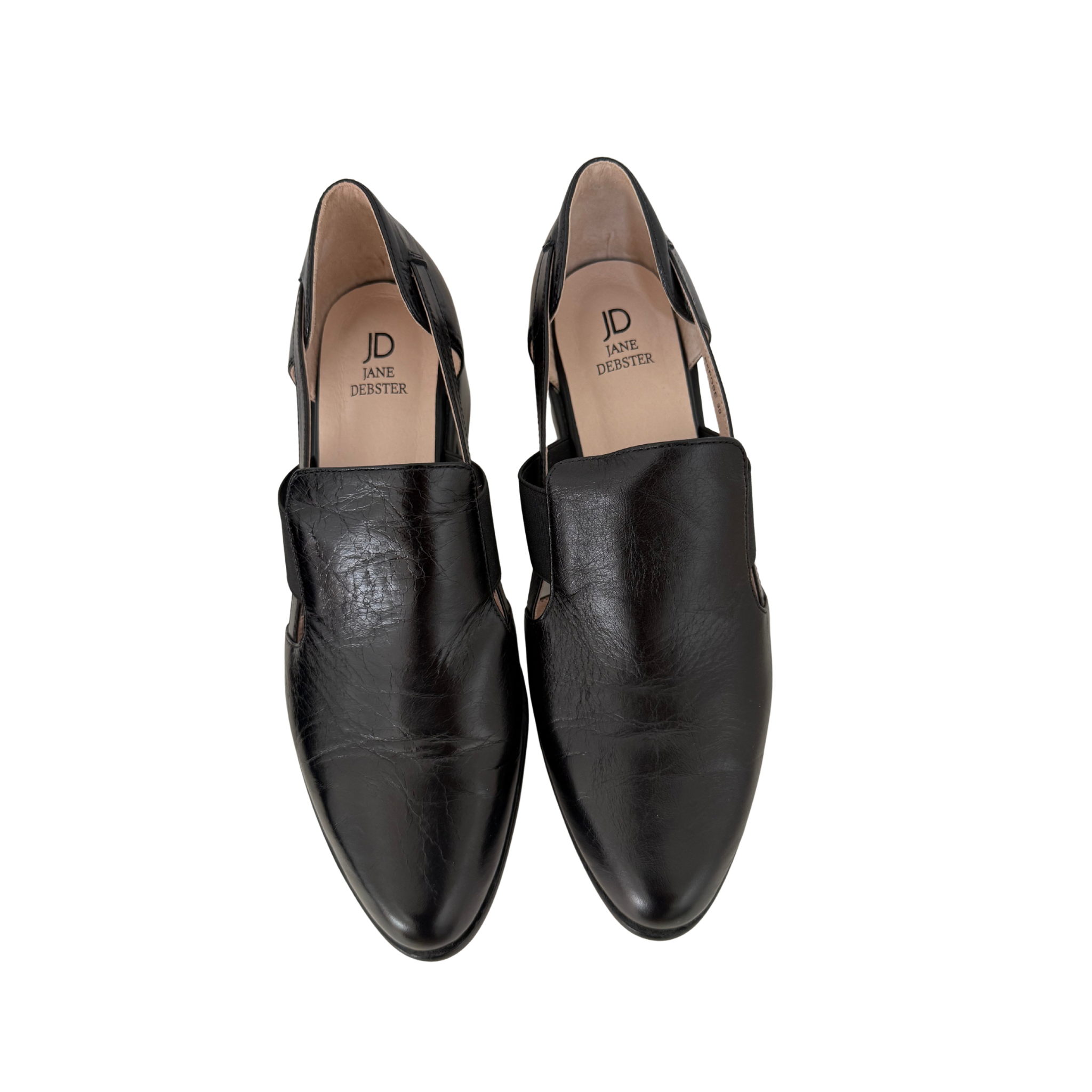 JANE DEBSTER Expose Black Oil Heeled Shoes Size 39