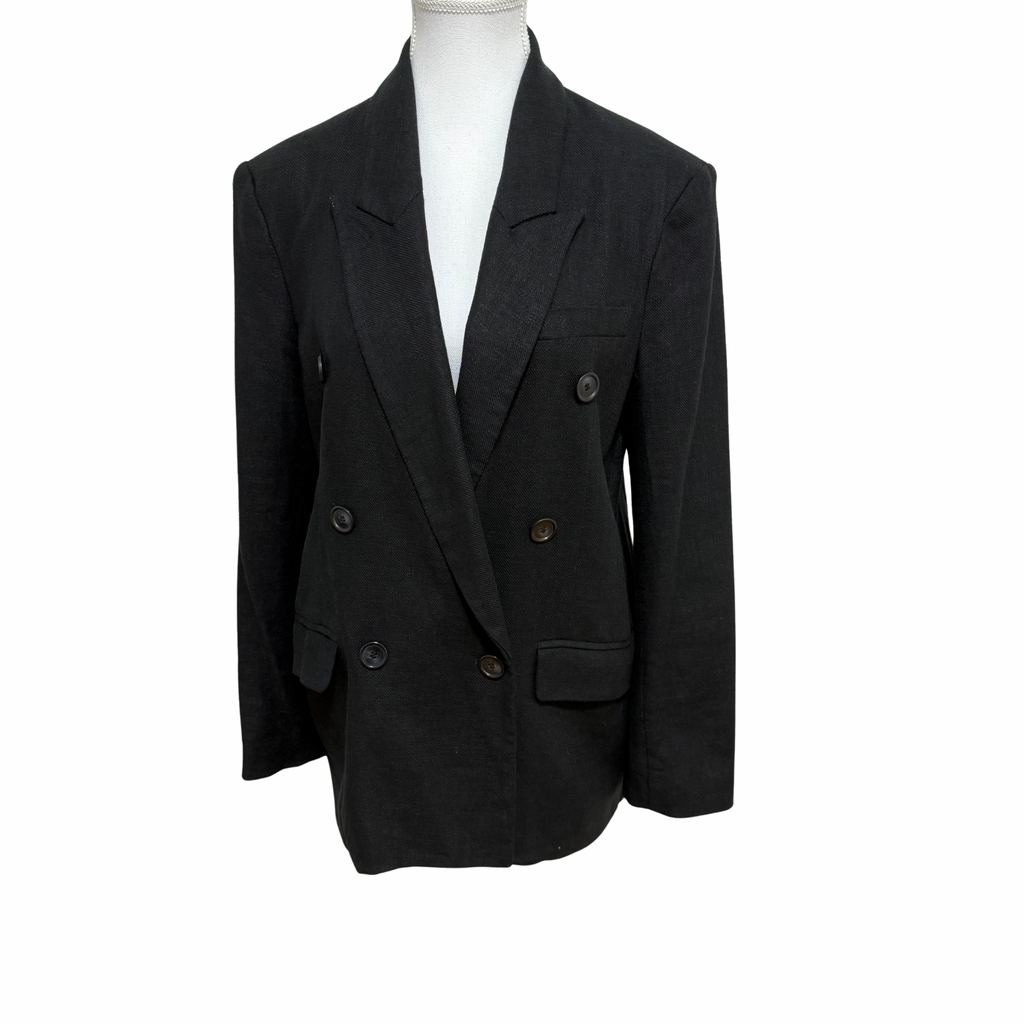 H&M Linen Blend Blazer Black Size EUR XS