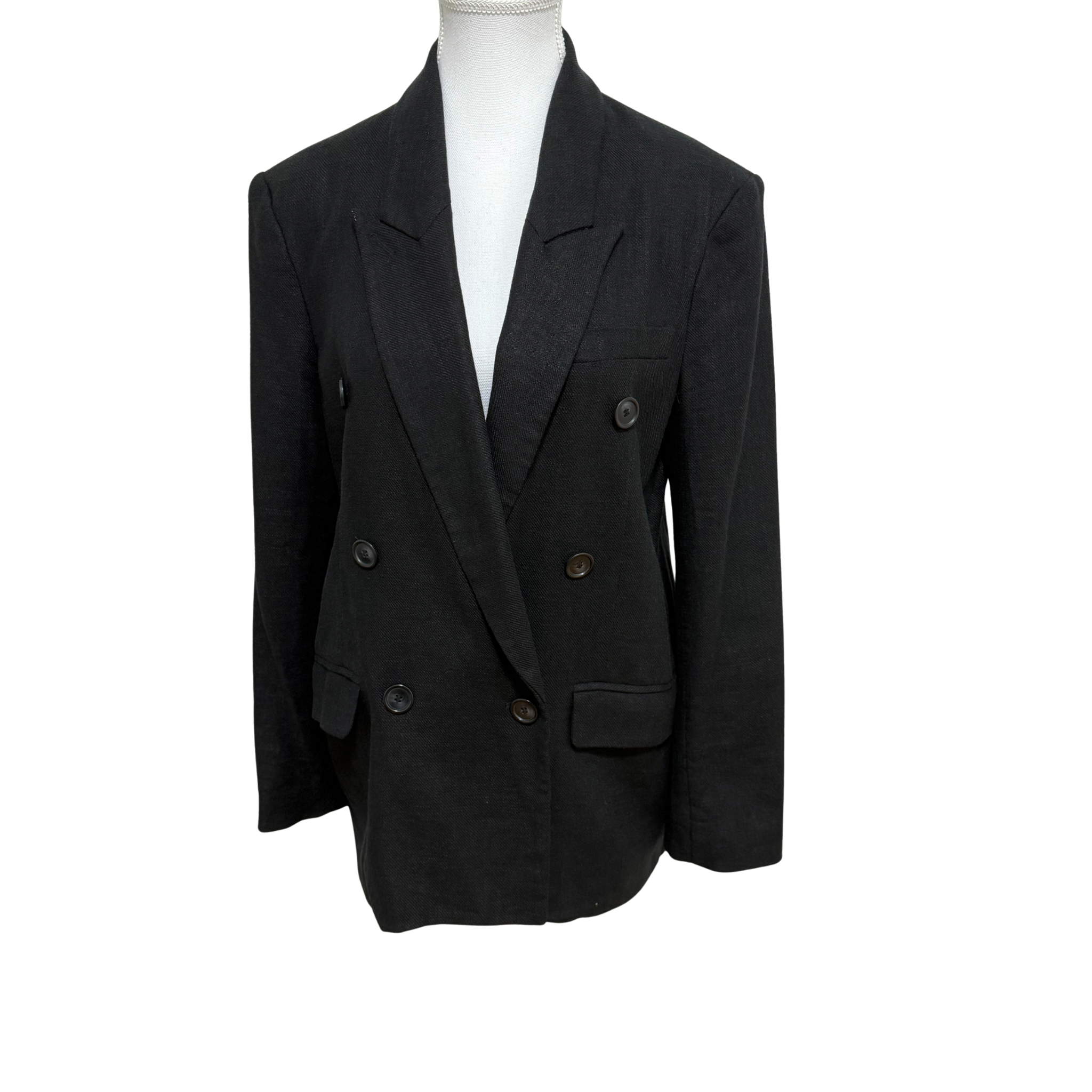 H&M Linen Blend Blazer Black Size EUR XS