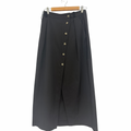 CUE Asymmetrical Button Midi Skirt Black Size 8
