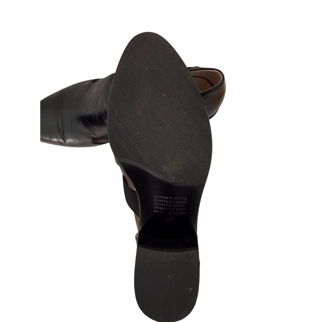 JANE DEBSTER Expose Black Oil Heeled Shoes Size 39