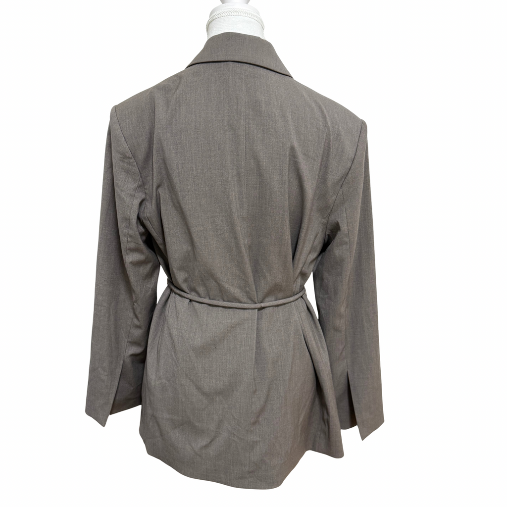 H&M Tie Belt Blazer Grey Size Eur S