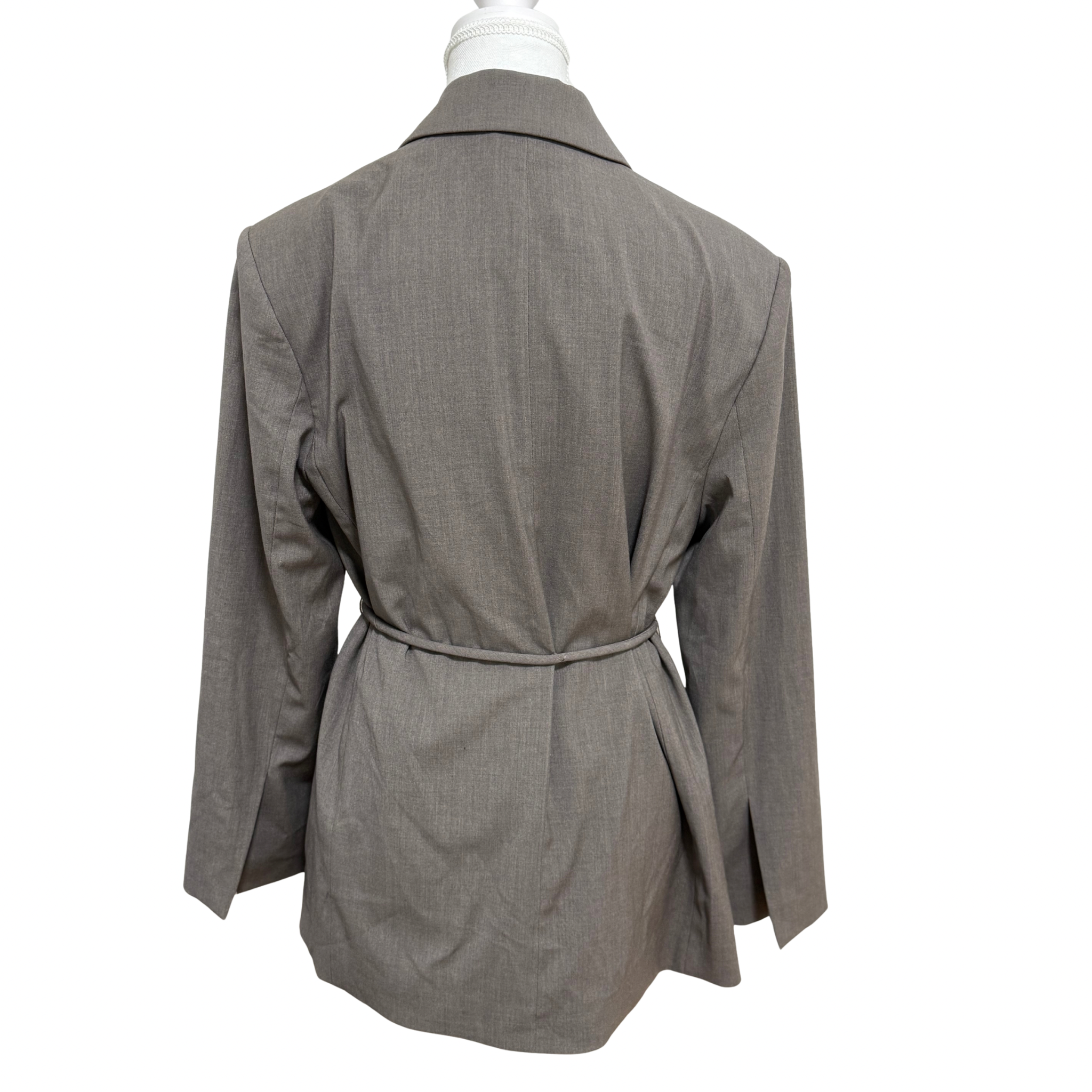 H&M Tie Belt Blazer Grey Size Eur S