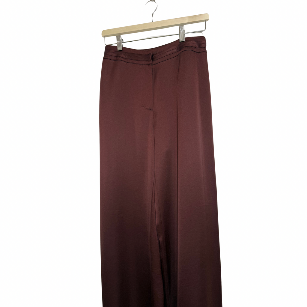 Cue Satin Bind Detail Wide Leg Pant in Rosewood Size 8