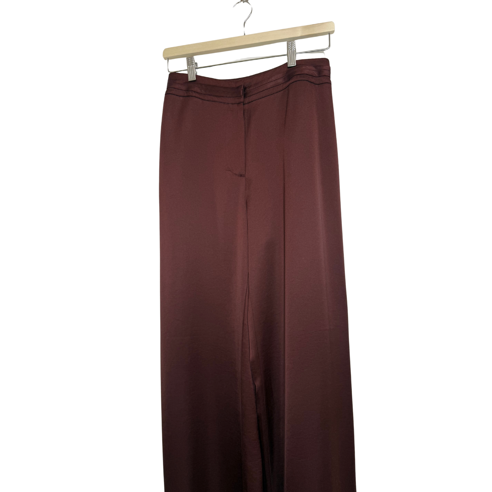 Cue Satin Bind Detail Wide Leg Pant in Rosewood Size 8