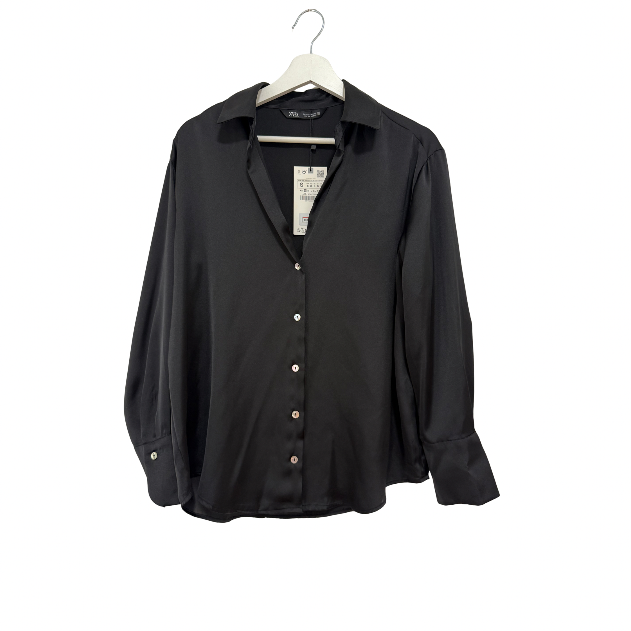 Zara Button Up Blouse Black Size S