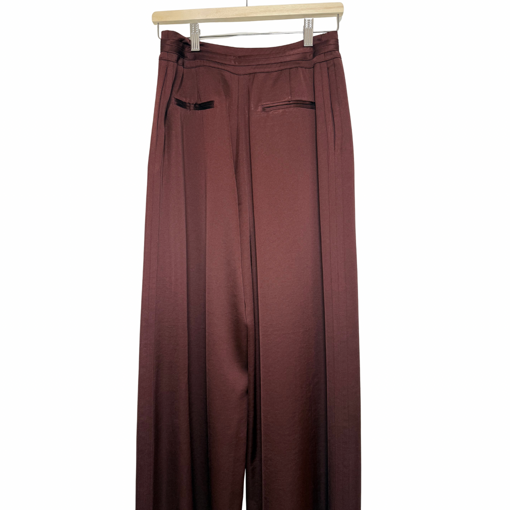 Cue Satin Bind Detail Wide Leg Pant in Rosewood Size 8