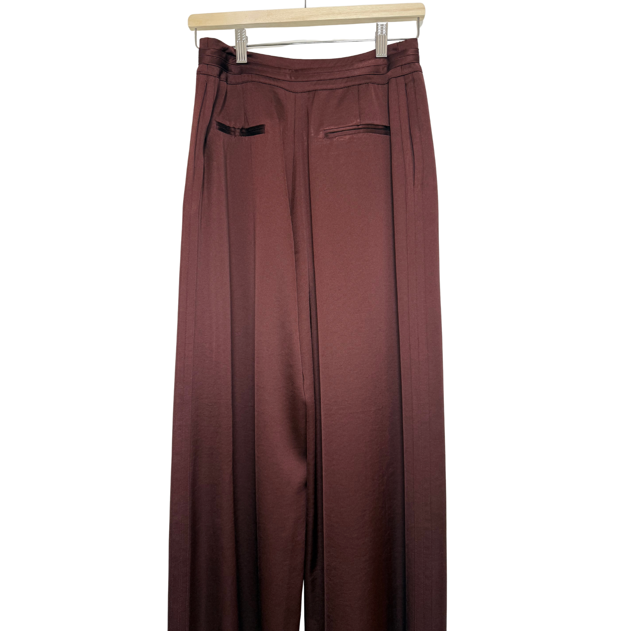 Cue Satin Bind Detail Wide Leg Pant in Rosewood Size 8
