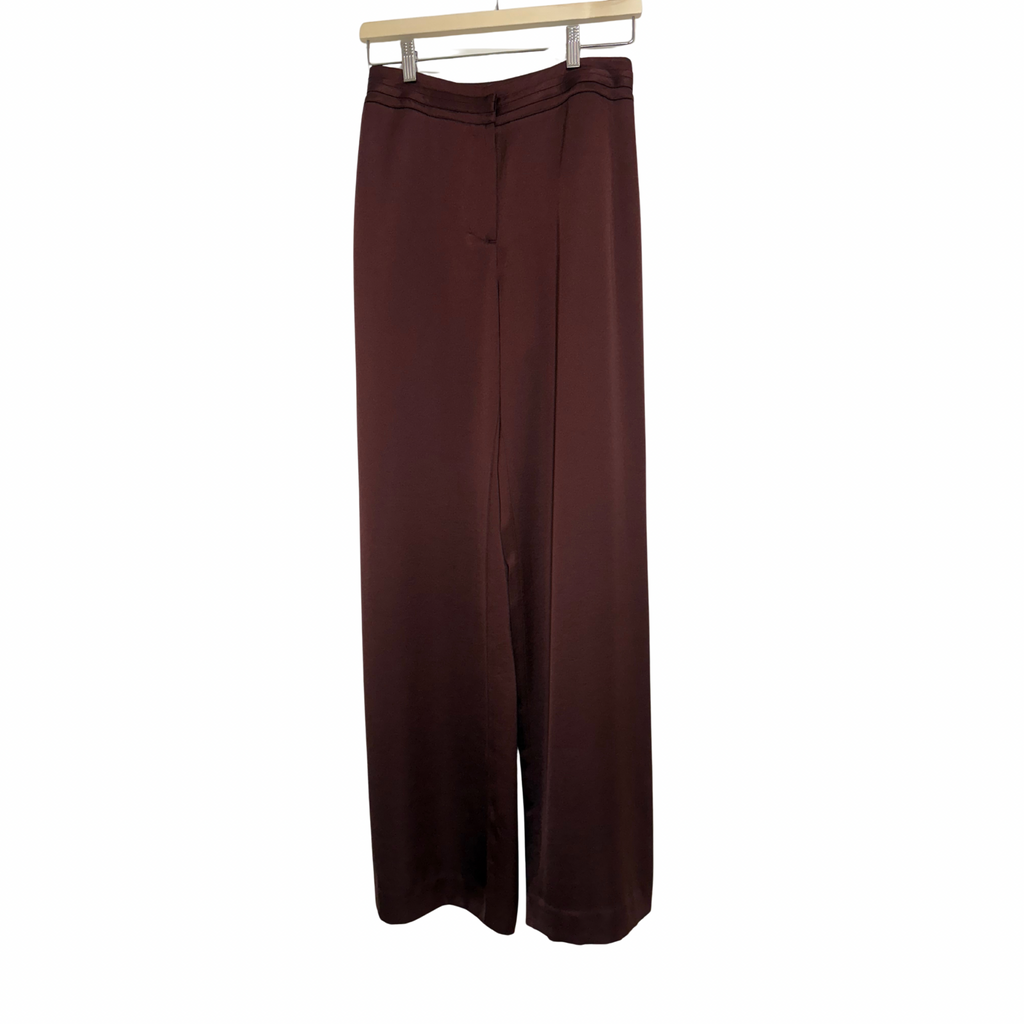 Cue Satin Bind Detail Wide Leg Pant in Rosewood Size 8