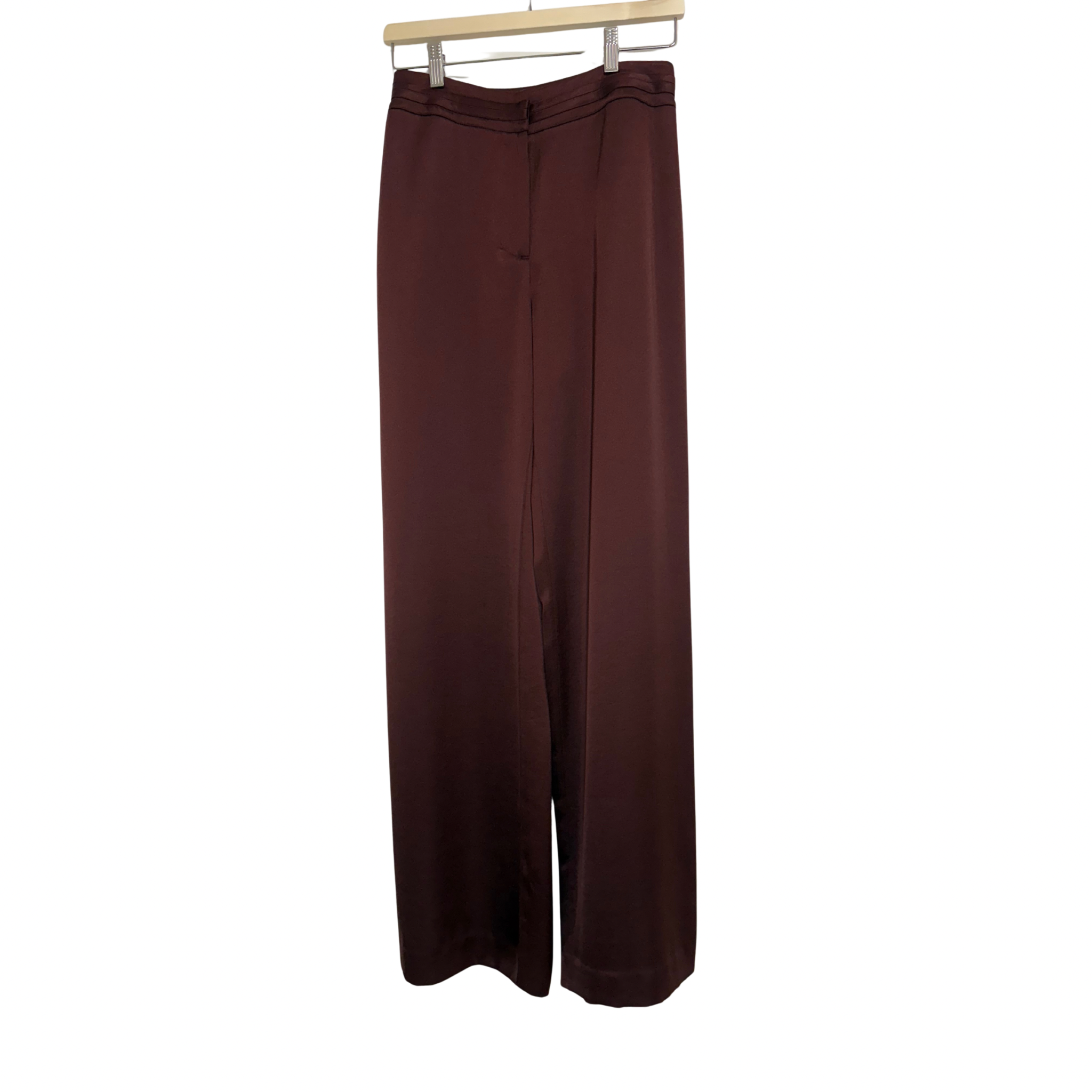 Cue Satin Bind Detail Wide Leg Pant in Rosewood Size 8