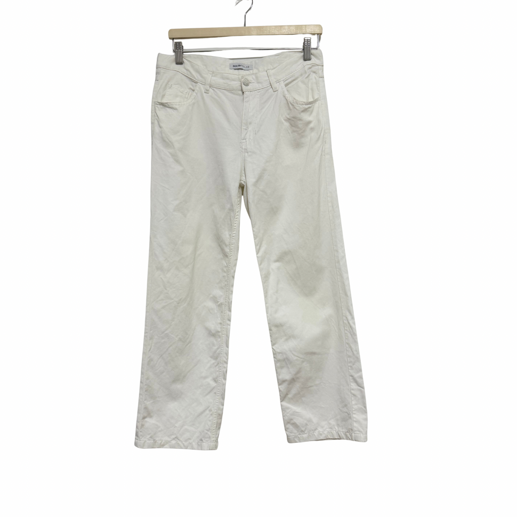 See by Chloé Linen/Cotton Blend Pants White Size 28