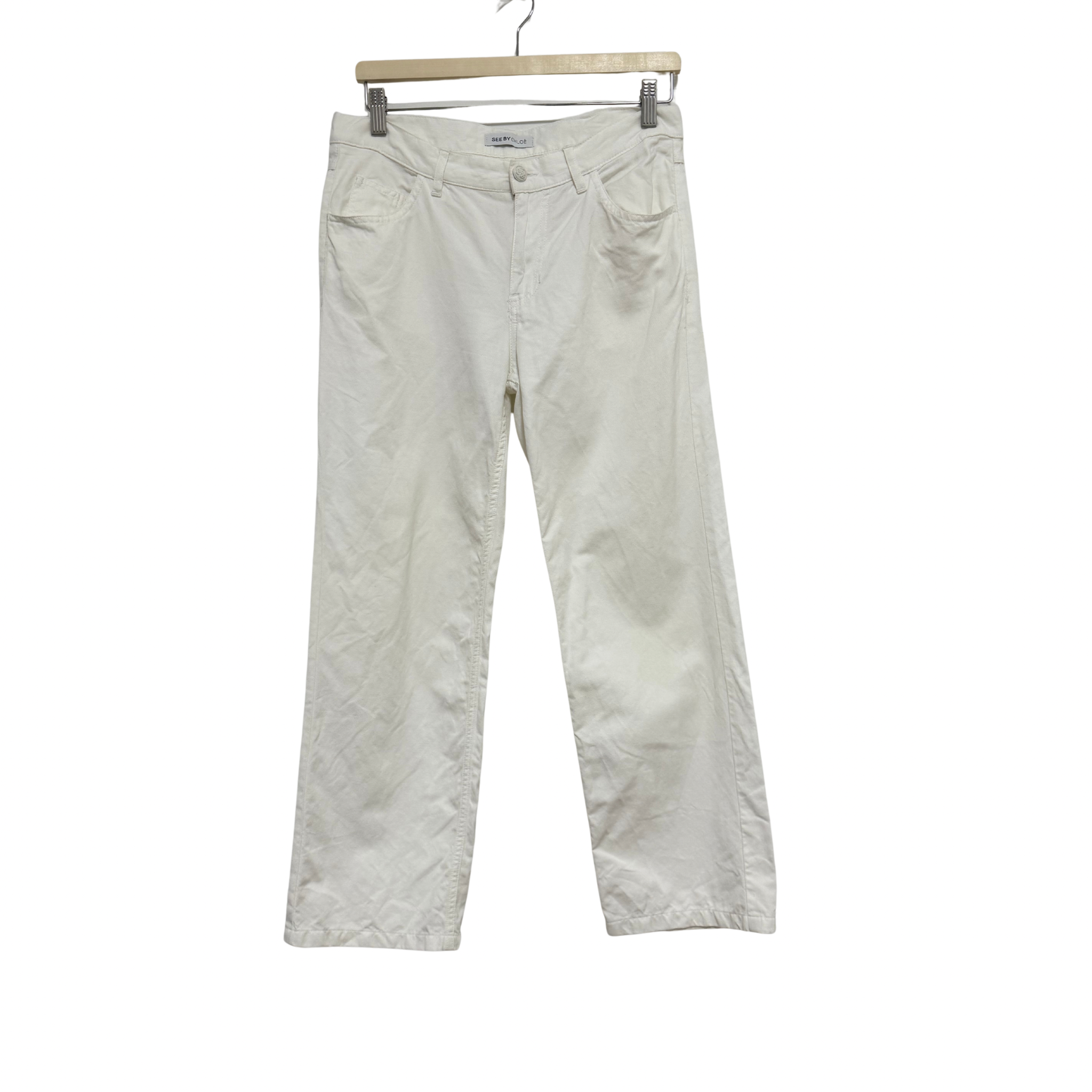 See by Chloé Linen/Cotton Blend Pants White Size 28