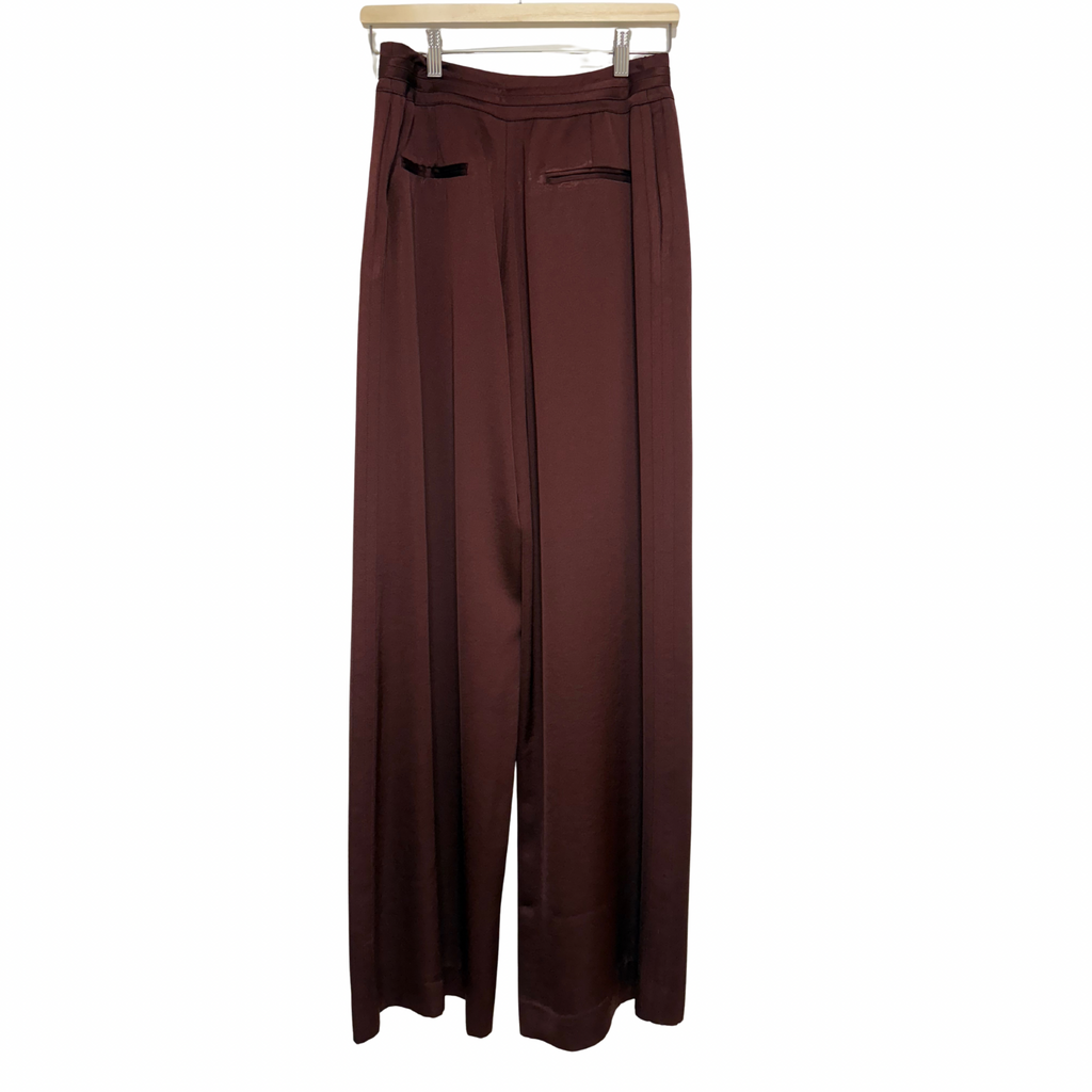 Cue Satin Bind Detail Wide Leg Pant in Rosewood Size 8