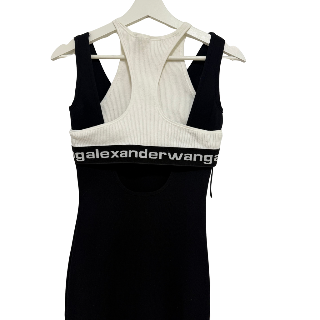 ALEXANDER WANG Bodycon Bi-layer Tank Dress Black Size M