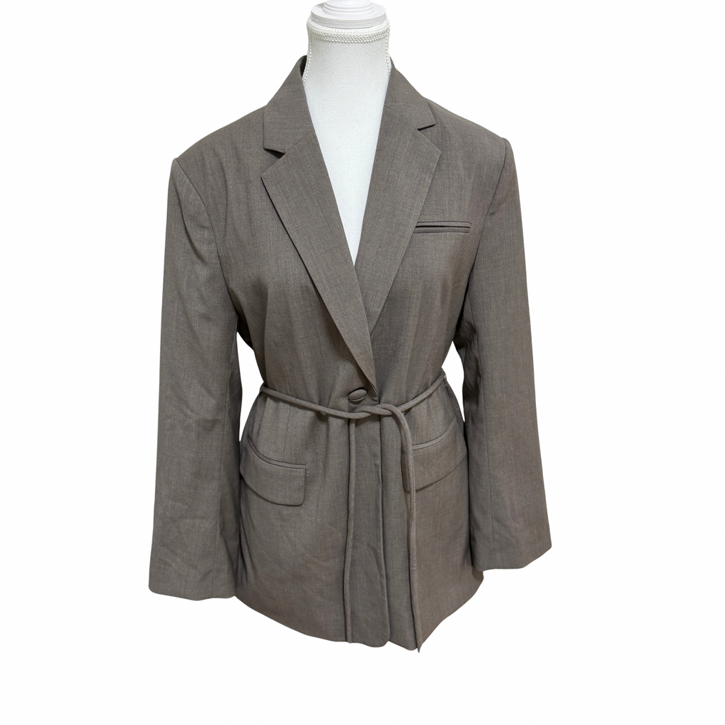 H&M Tie Belt Blazer Grey Size Eur S