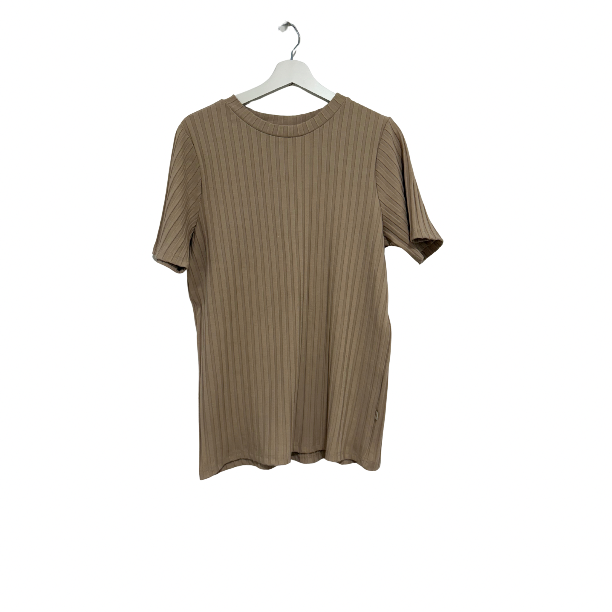 StyleRunner Ribbed Short Sleeve Tee Beige Size S Aus 8
