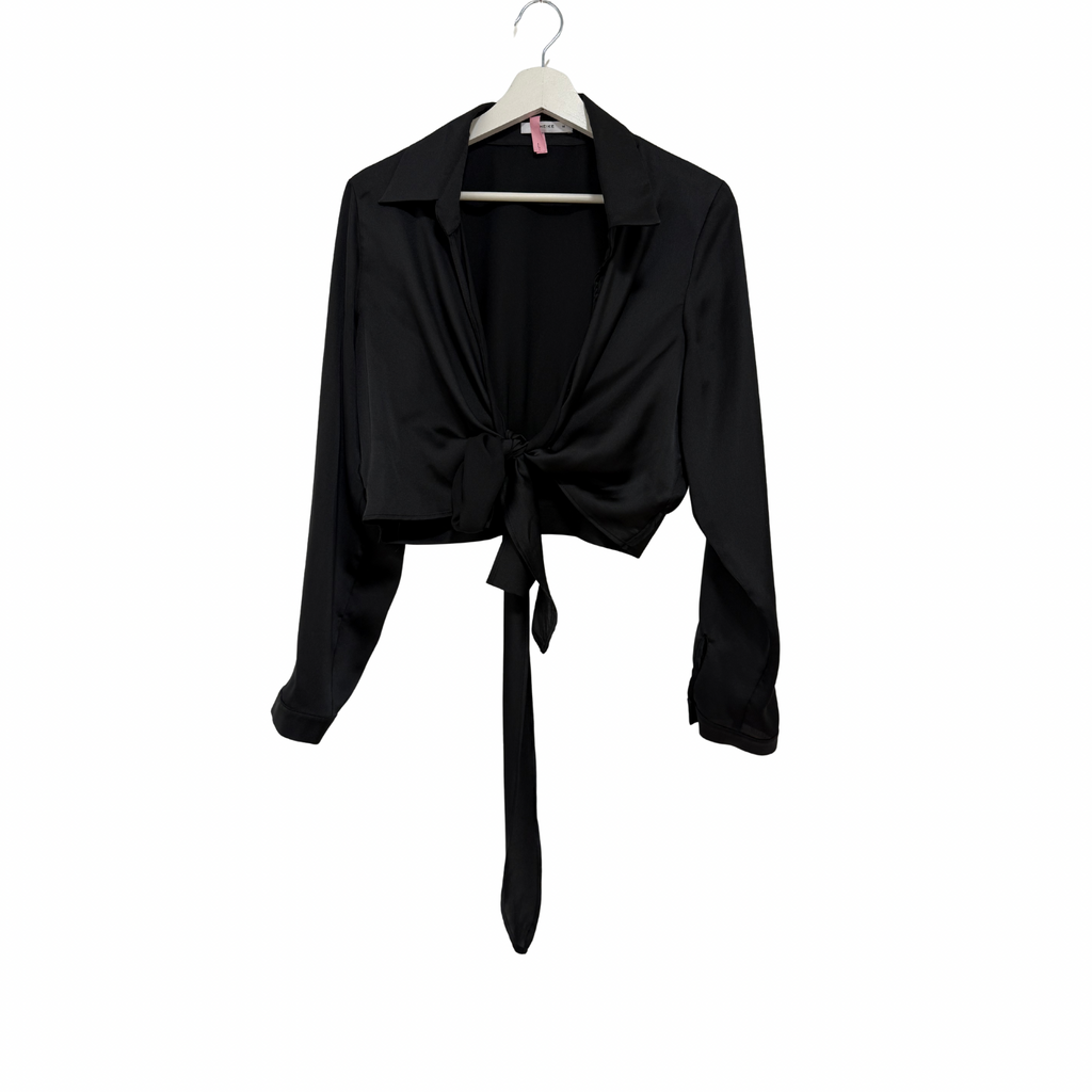 Sheike Tie Front Blouse Black Size 14