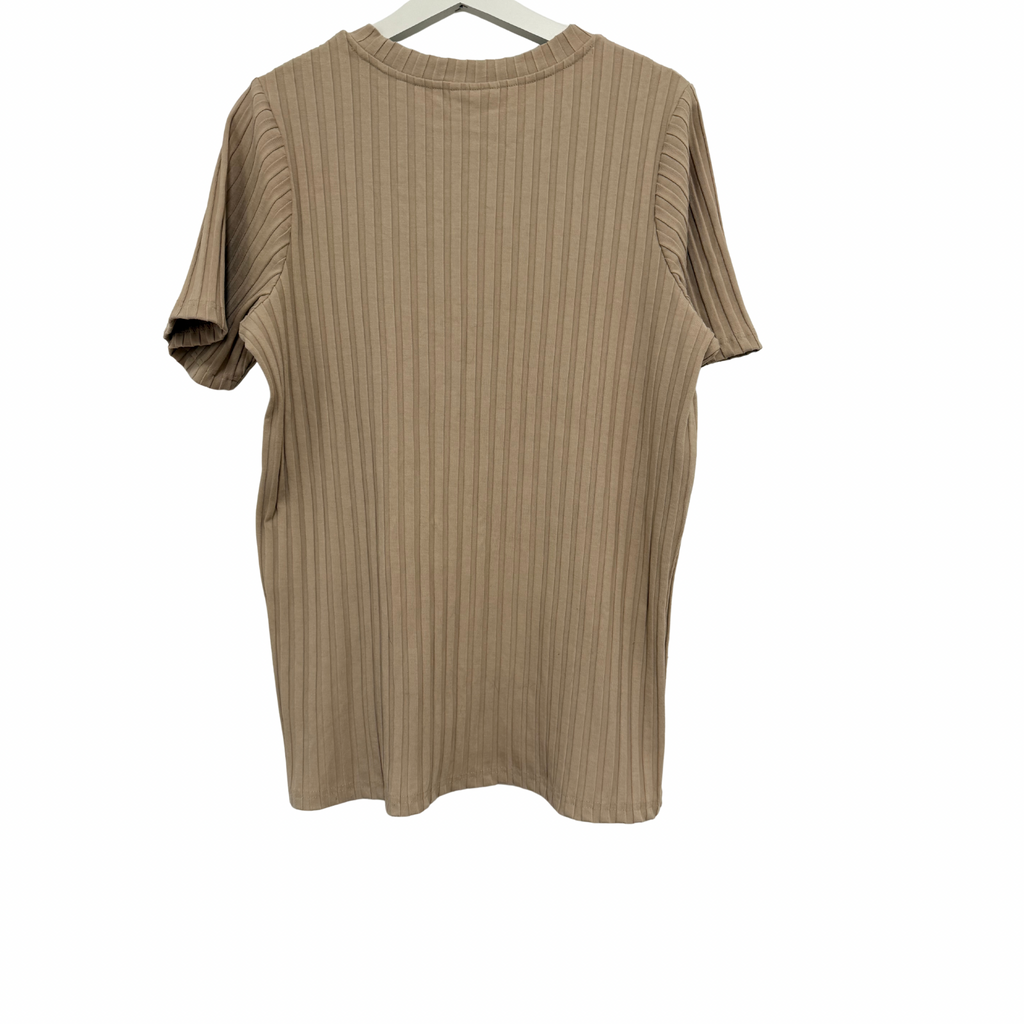 StyleRunner Ribbed Short Sleeve Tee Beige Size S Aus 8