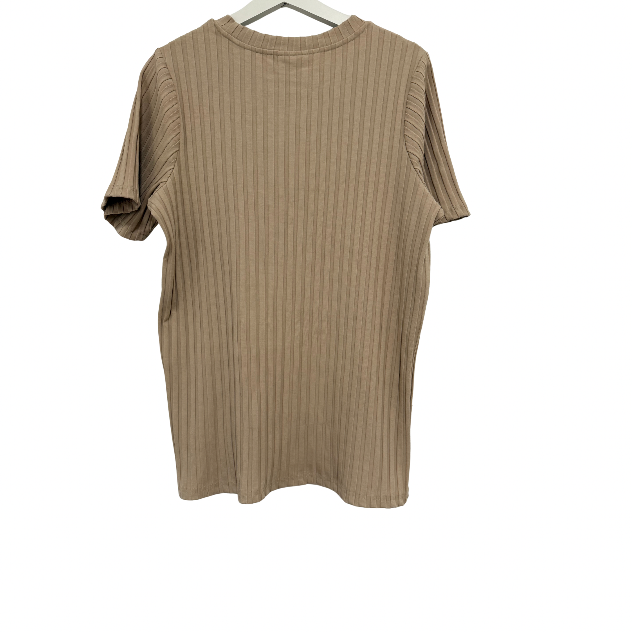 StyleRunner Ribbed Short Sleeve Tee Beige Size S Aus 8