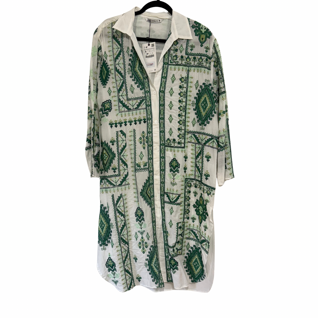 Zara blouse White/Green Size S