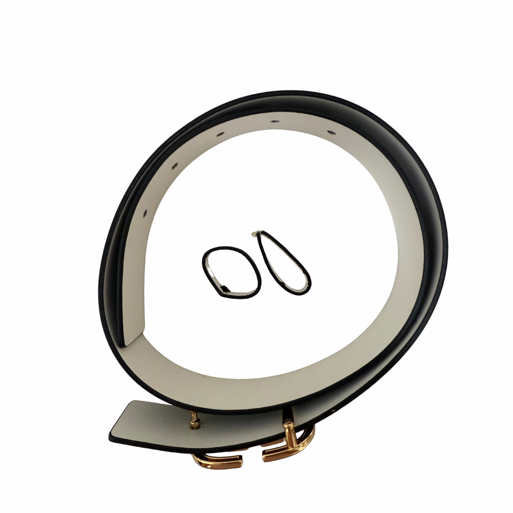 CAMILLA Reversible Buckle Belt White & Black Size S