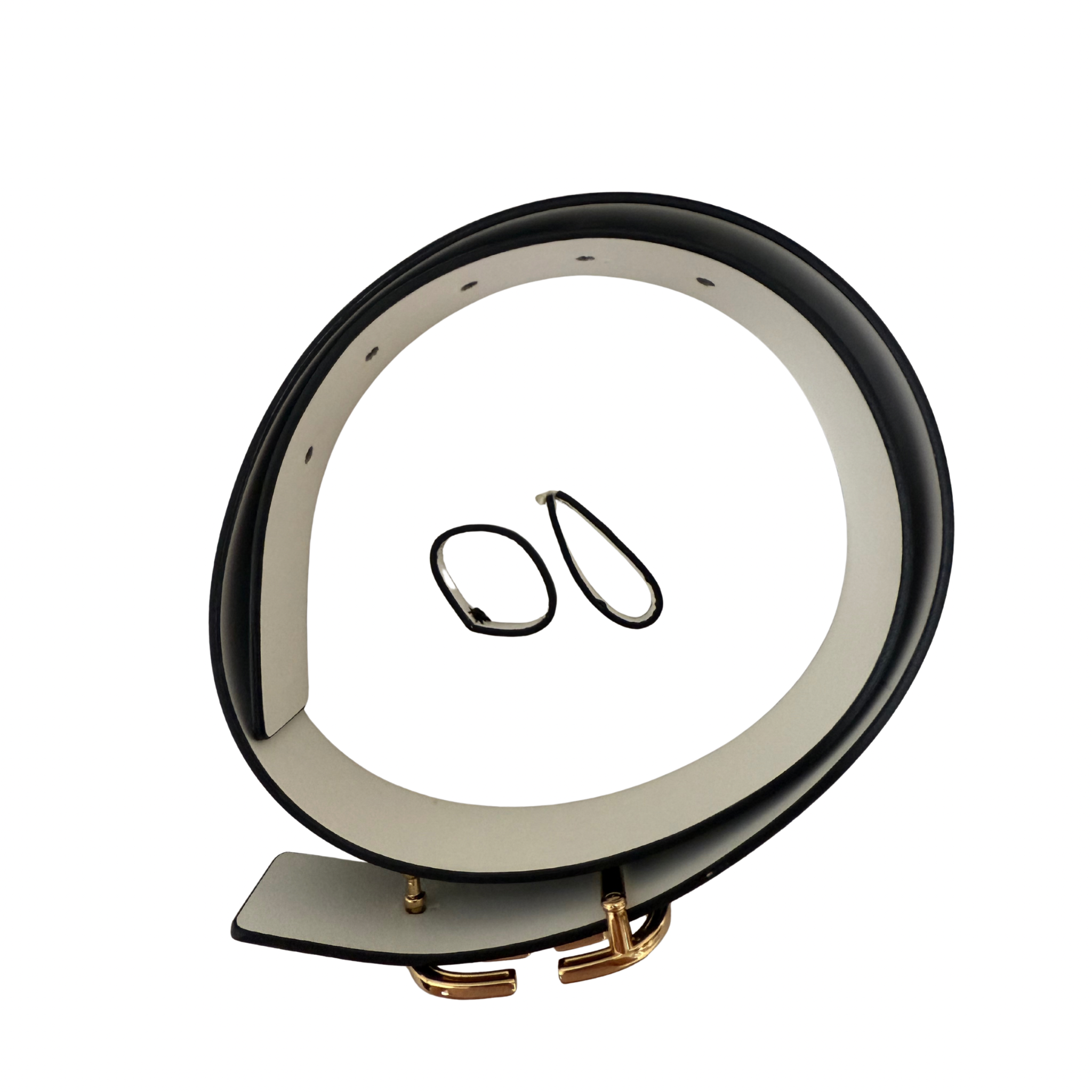 CAMILLA Reversible Buckle Belt White & Black Size S