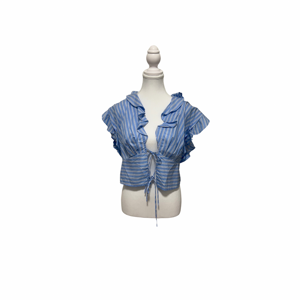 SANDRO PARIS LILO STRIPED TIE FRONT BLOUSE Size 4
