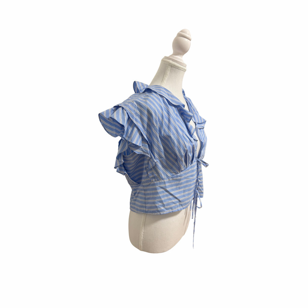 SANDRO PARIS LILO STRIPED TIE FRONT BLOUSE Size 4