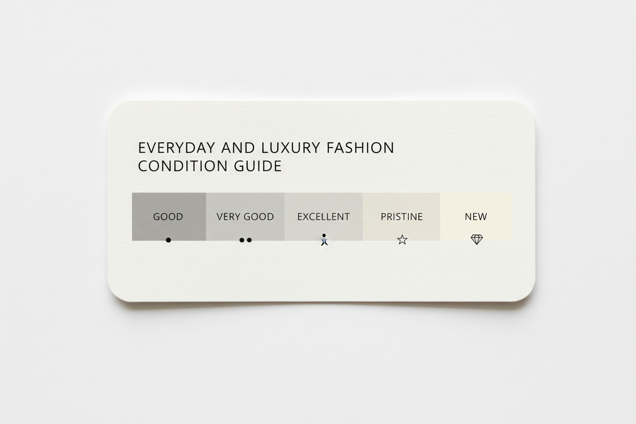 that was a great image can you please add the word everday and luxury fashion in the title and have this order on the scale Good, Very Good, Excellent, Pristine, New